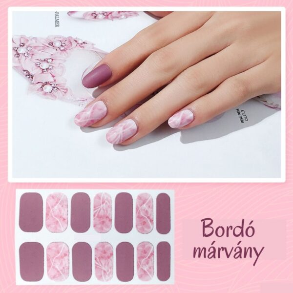 Bordó márvány - körömlakk matrica